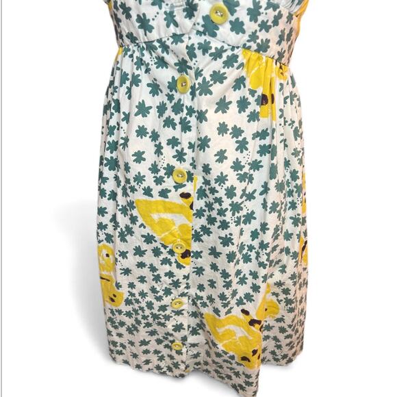 Vintage Y2K Betsey Johnson Butterfly halter mini dress whimsical green & yellow - Picture 4 of 10